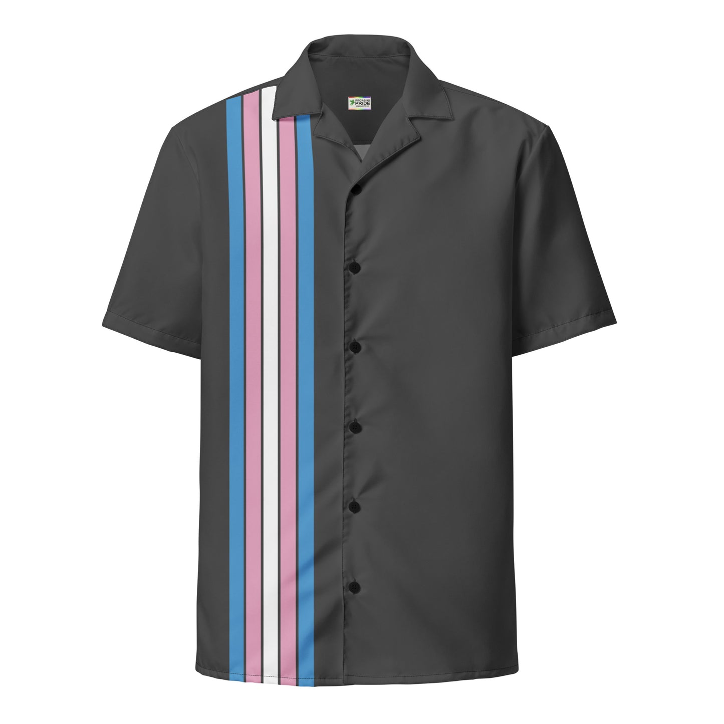 Transgender Trans Pride Unisex Button-Down Shirt Racing Stripes Gray Transgender all-over-print-unisex-button-shirt-white-front-65a81a2808bb3