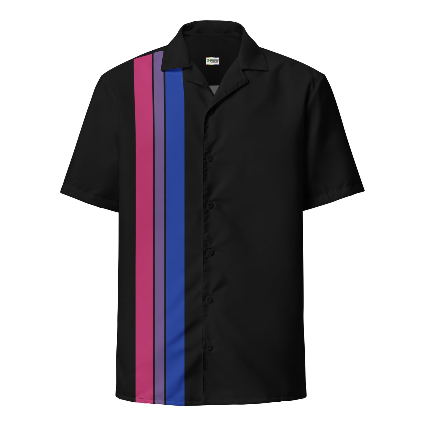 Bisexual Bi Pride Unisex Button-Down Shirt Racing Stripes Black Bisexual all-over-print-unisex-button-shirt-white-front-65a81b7933a0b