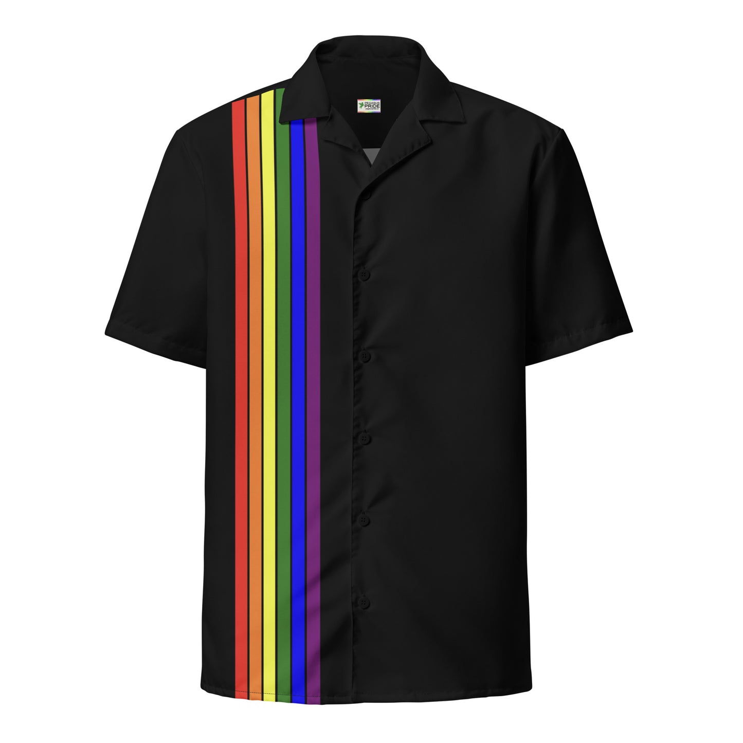 LGBTQ Pride Unisex Button-Down Shirt Racing Stripes Black Pride all-over-print-unisex-button-shirt-white-front-65a81bc239347