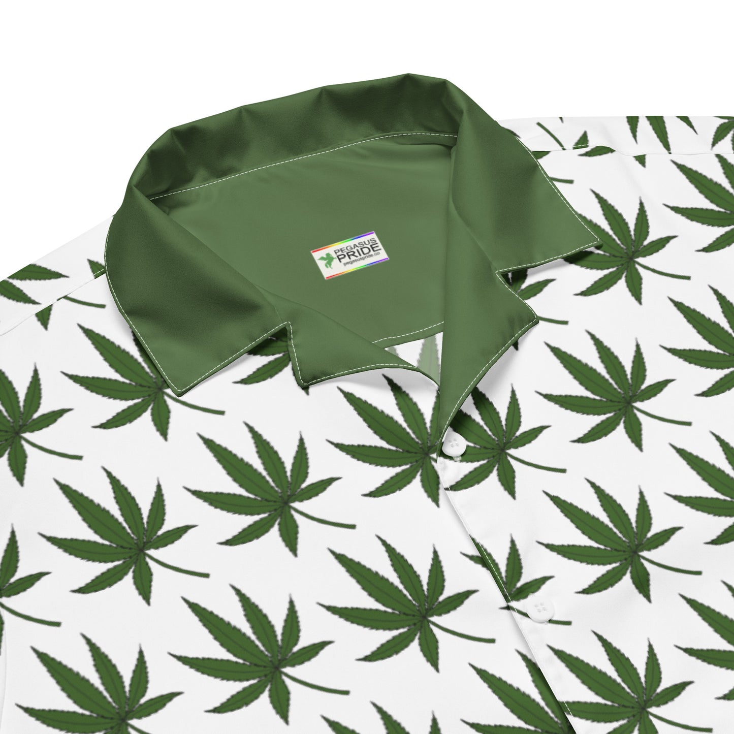 Lucky 420 Weed Unisex Button-Down Shirt all-over-print-unisex-button-shirt-white-product-details-65a814cbb51d2