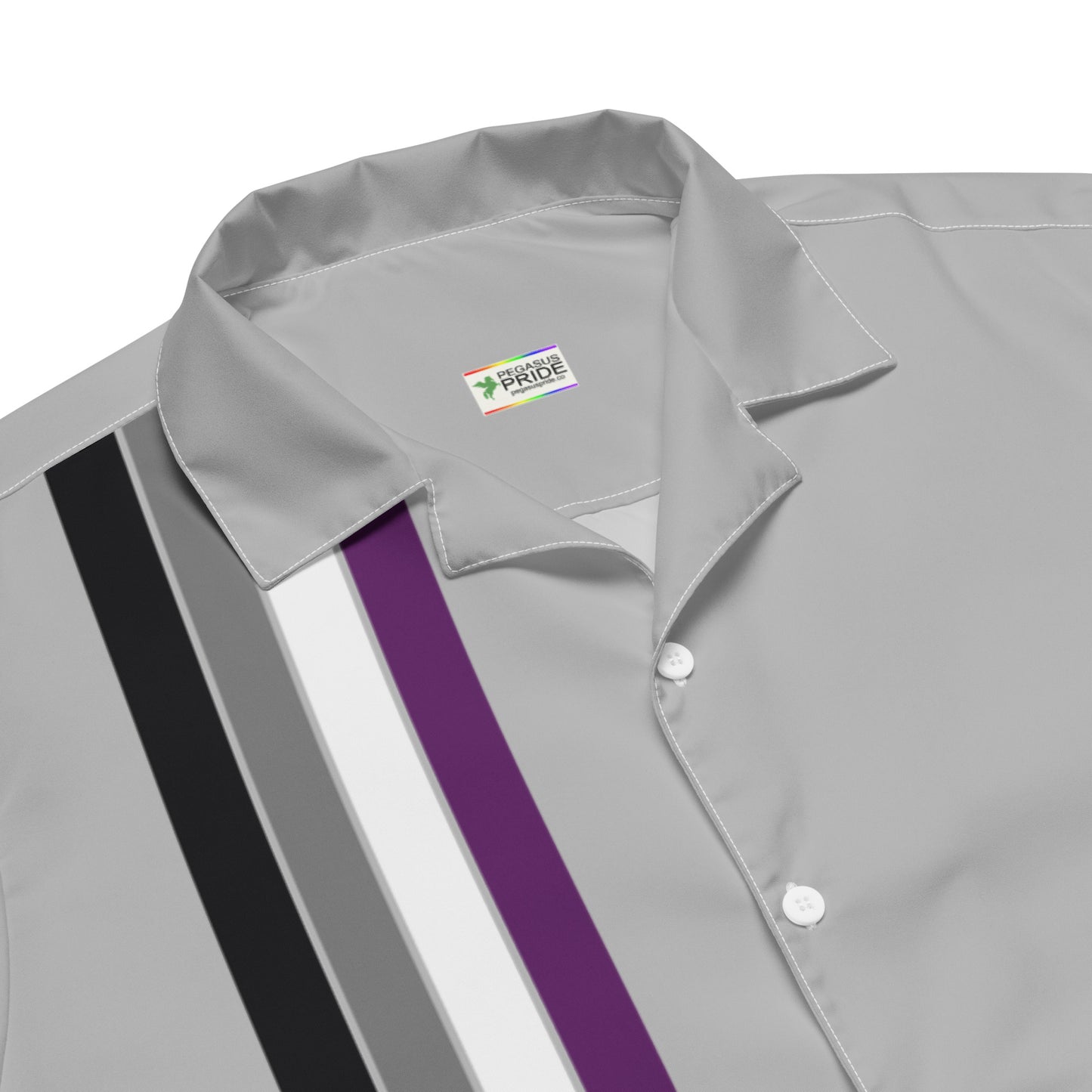 Asexual Ace Pride Unisex Button-Down Shirt Racing Stripes all-over-print-unisex-button-shirt-white-product-details-65a81ab9a65b4