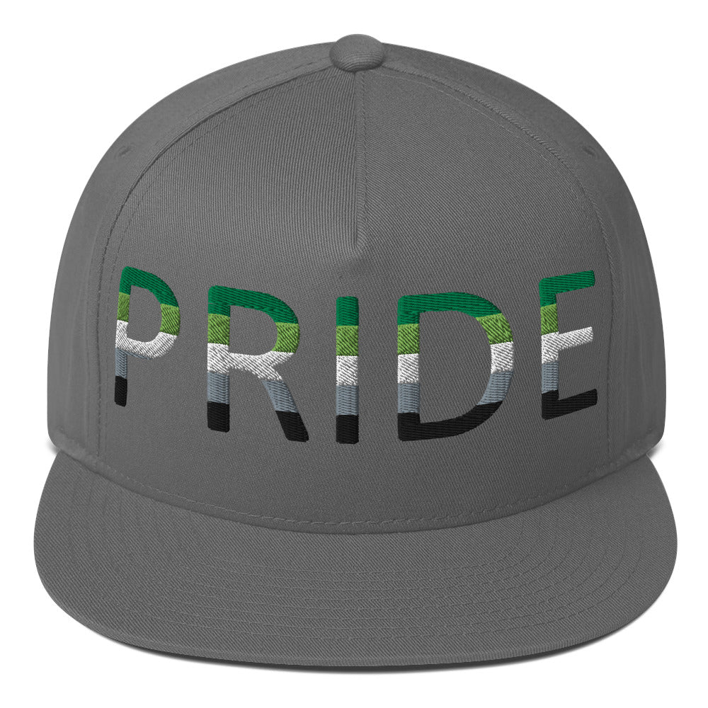 Aromantic Pride Embroidered Snapback Baseball Cap Grey Aromantic aromantic-pride-embroidered-snapback-baseball-cap-grey-front