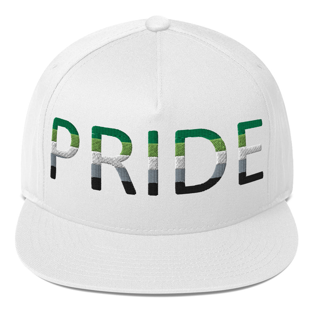 Aromantic Pride Embroidered Snapback Baseball Cap White Aromantic aromantic-pride-embroidered-snapback-baseball-cap-white-front