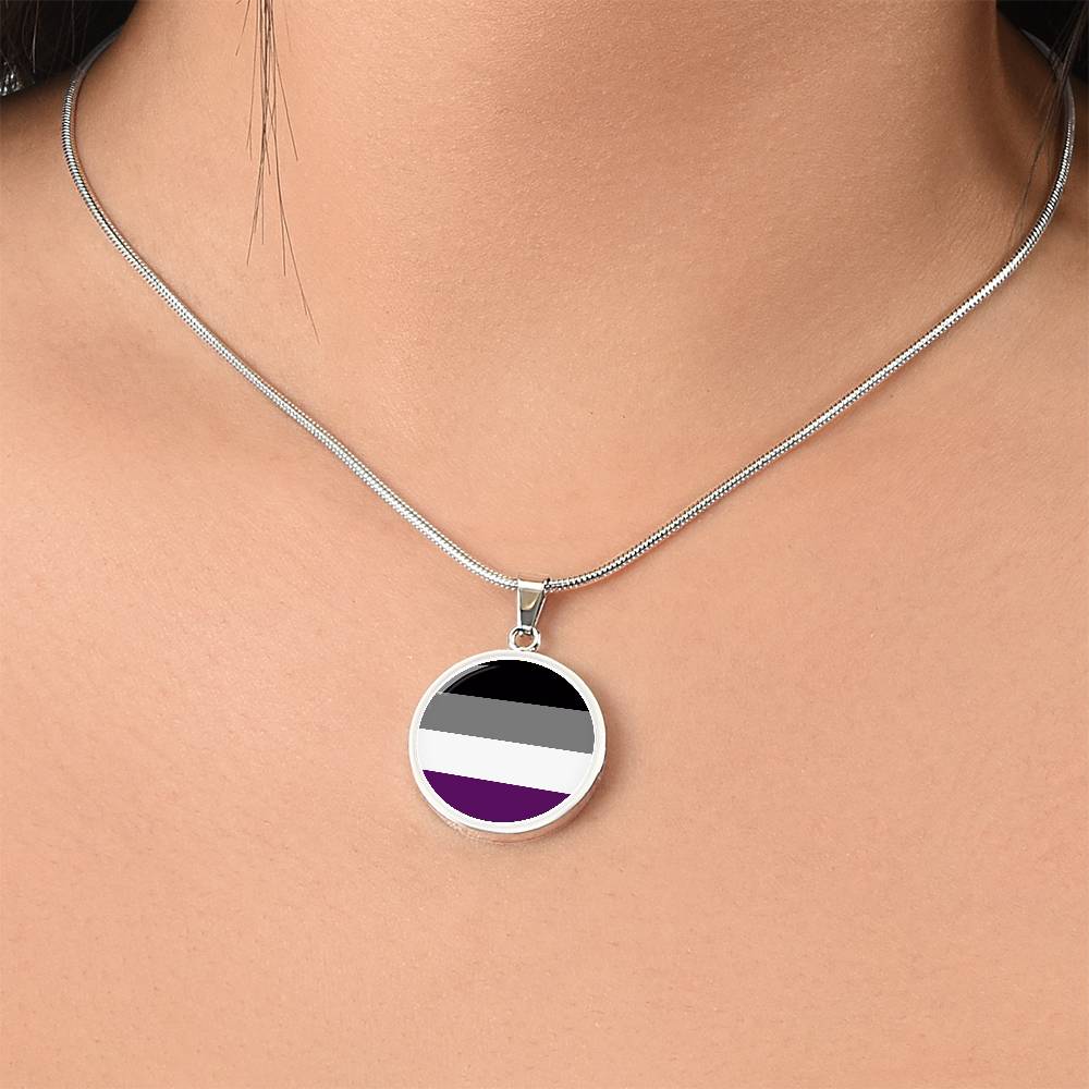 Asexual Ace Pride Circle Pendant Necklace asexual-ace-Pride-Circle-Pendant-Necklace-model