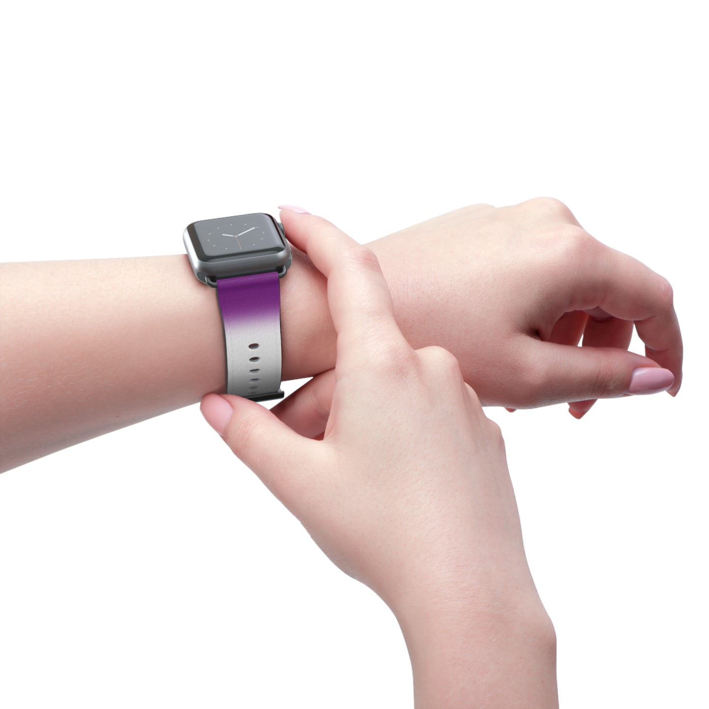 Asexual Ace Pride Apple Watch Band Strap In Ombre worn on wrist