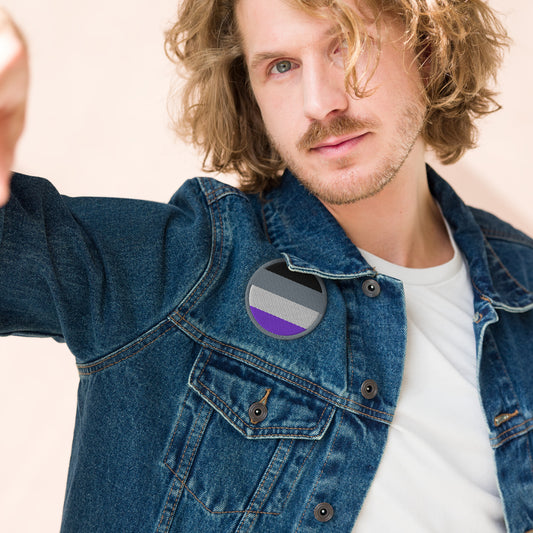 Asexual Ace Pride Circle Embroidered Patch asexual-ace-pride-circle-embroidered-patch-3-in-front-jacket