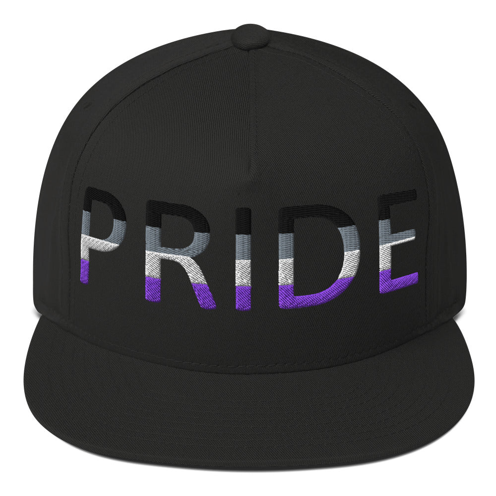 Asexual Ace Pride Embroidered Snapback Baseball Cap Black Asexual asexual-ace-pride-embroidered-snapback-baseball-cap-black-front