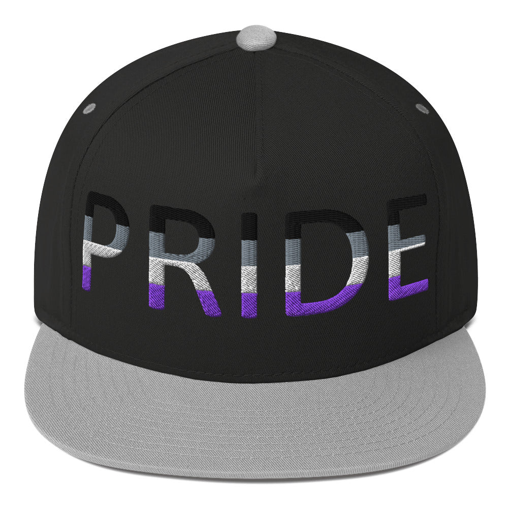 Asexual Ace Pride Embroidered Snapback Baseball Cap Black Grey Asexual asexual-ace-pride-embroidered-snapback-baseball-cap-black-grey-front