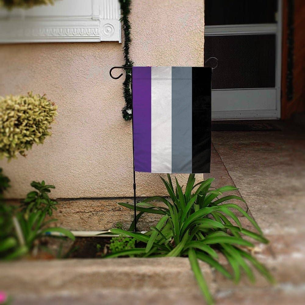 Asexual Ace Pride Garden Flag 12x18in asexual-ace-pride-garden-flag-12x18in-lifestyle Garden Flag