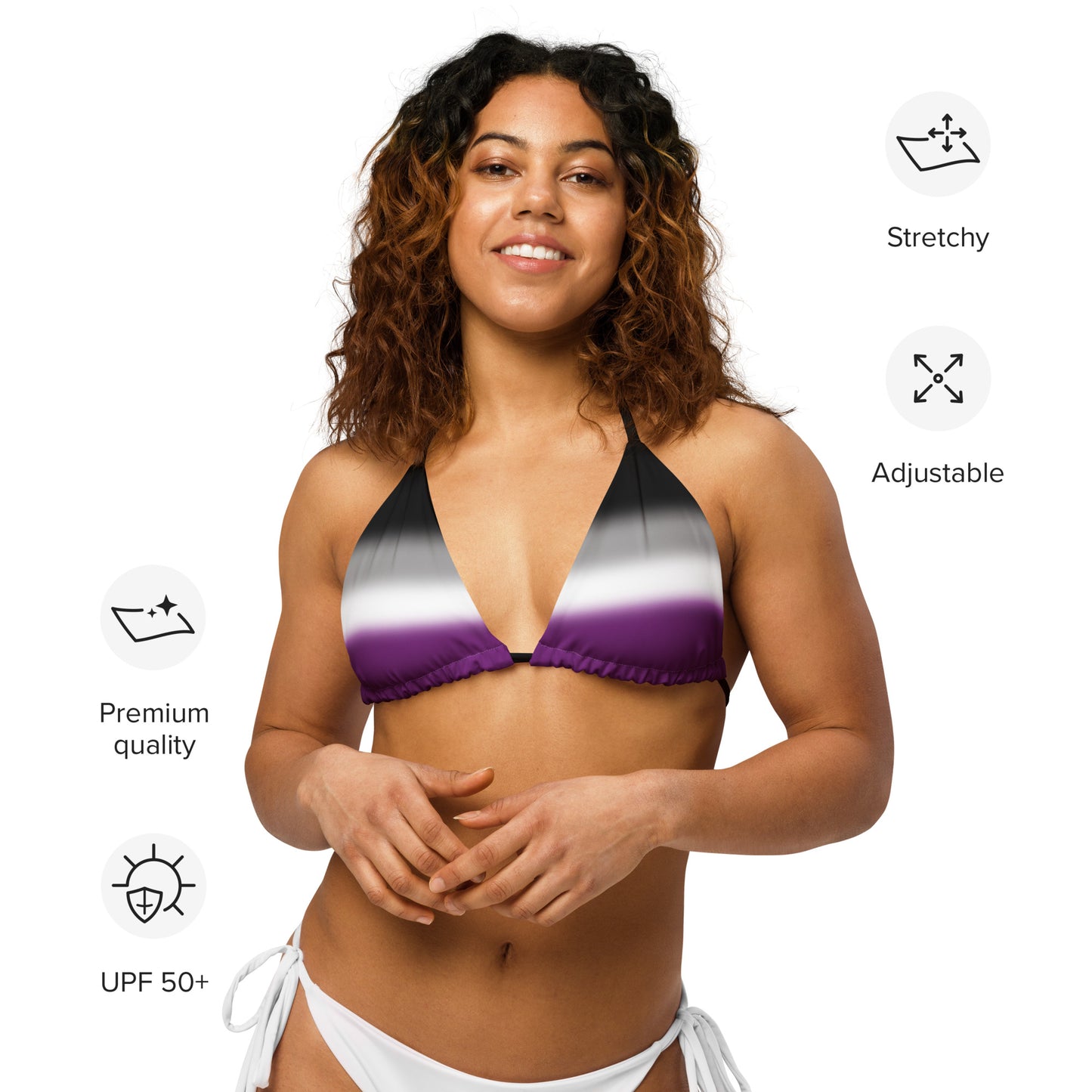 Asexual Ace Pride String Bikini Top asexual-ace-pride-string-bikini-top-details