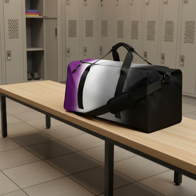 Asexual Ace Pride Weekender Duffel Bag in Ombre asexual-ace-pride-weekender-duffel-bag-in-ombre-left-front Duffle Bags
