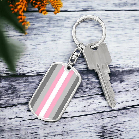 Demigirl Pride Military Dog Tag Keychain asset_1012_transformation_17939