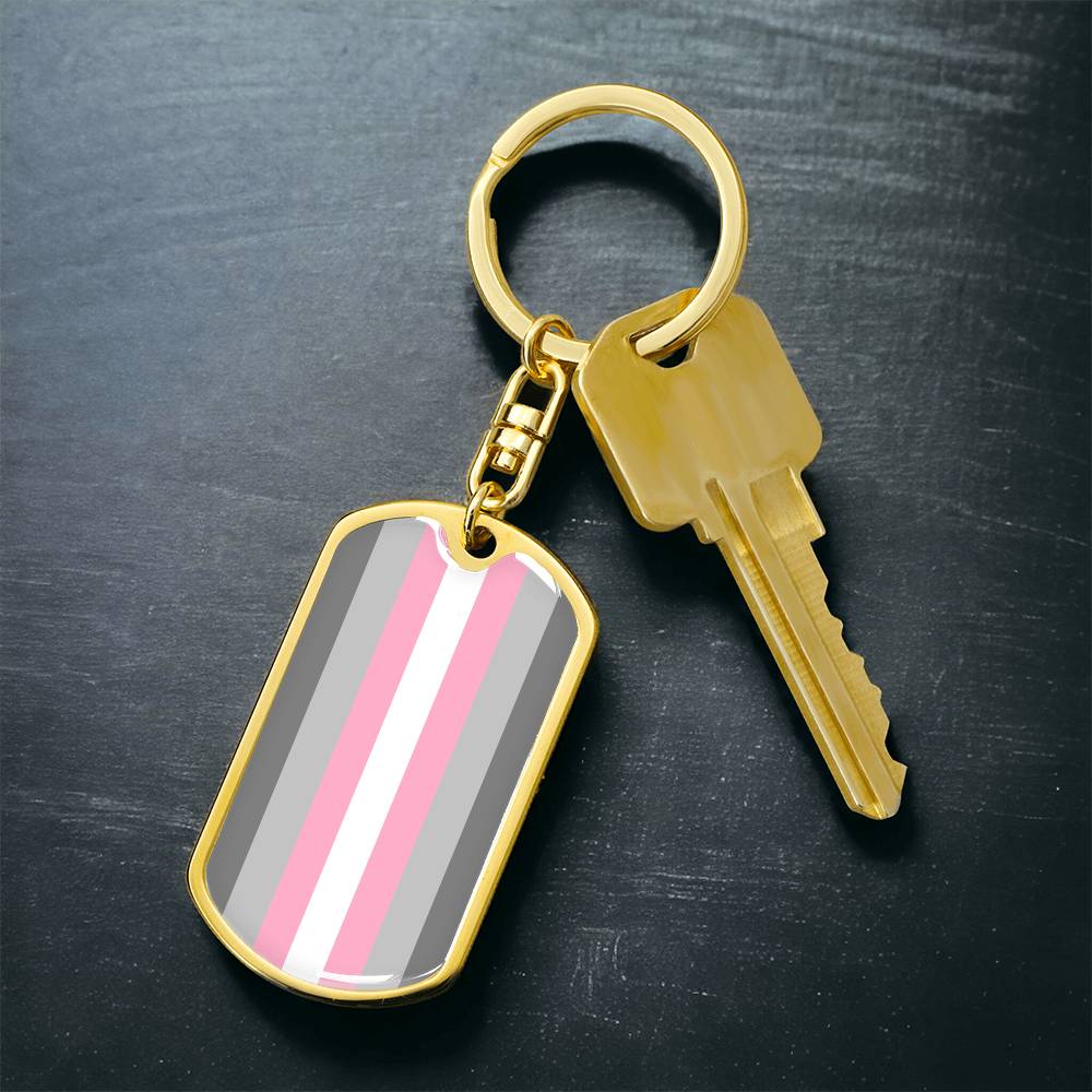 Demigirl Pride Military Dog Tag Keychain asset_1014_transformation_17941