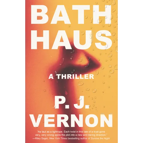 Book cover of 'Bath Haus' by P.J. Vernon with a silhouette and water droplets.