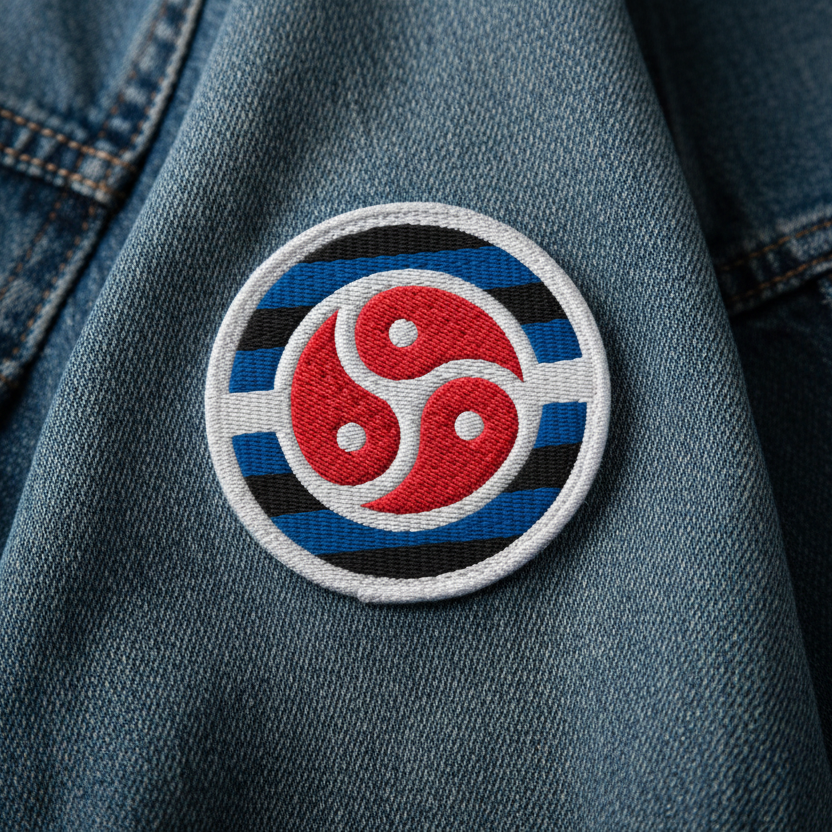 BDSM Symbol Circle Embroidered Patch bdsm-symbol-circle-embroidered-patch-3-in-front