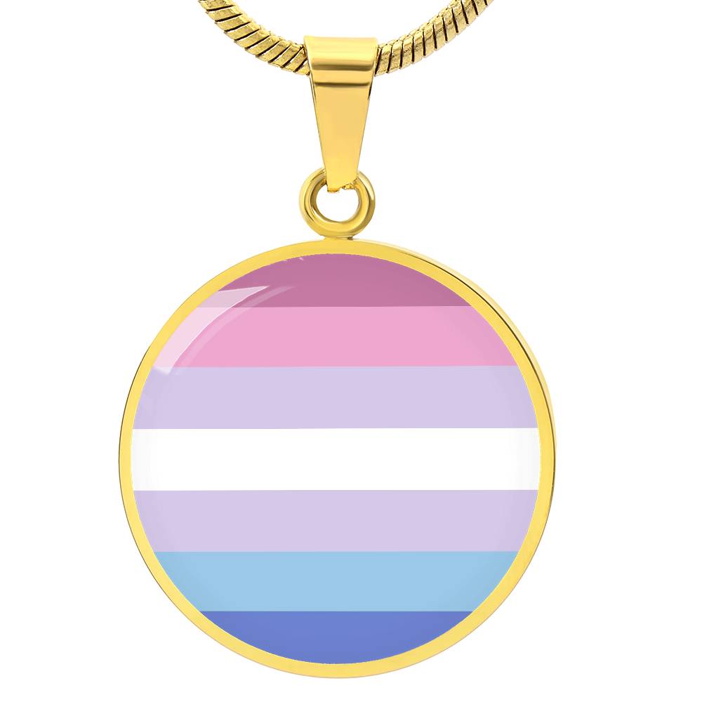 Bigender Pride Circle Pendant Necklace Gold Bigender bigender-pride-Circle-Pendant-Necklace-gold-front