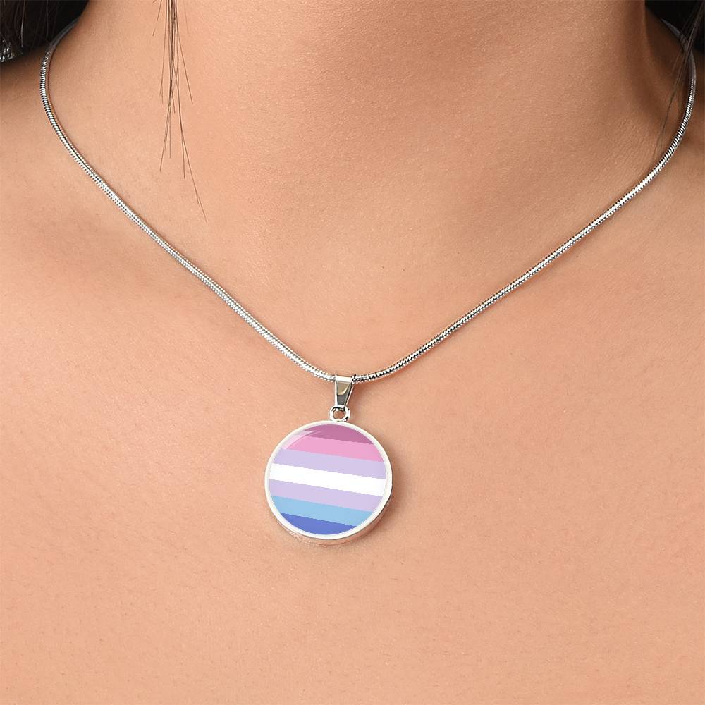 Bigender Pride Circle Pendant Necklace bigender-pride-Circle-Pendant-Necklace-model