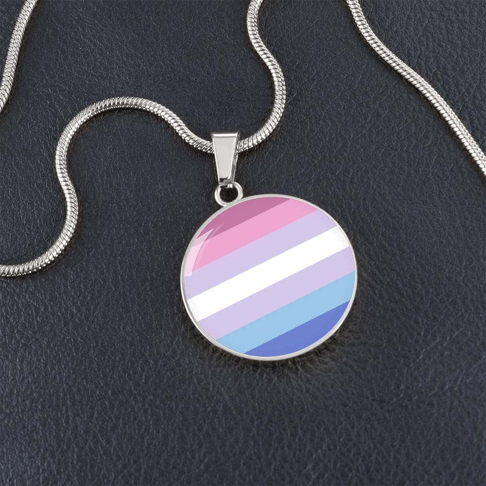 Bigender Pride Circle Pendant Necklace bigender-pride-Circle-Pendant-Necklace-silver