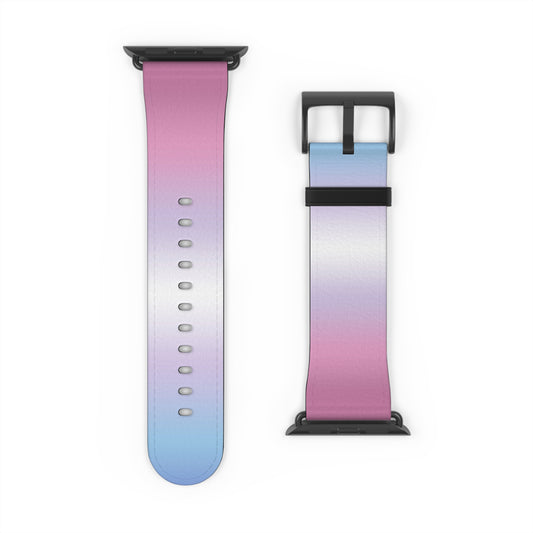 Bigender Pride Apple Watch Band Strap In Ombre 42 - 45 mm Black Matte