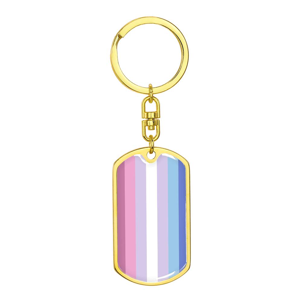 Bigender Pride Military Dog Tag Keychain Gold Bigender bigender-pride-military-dog-tag-keychain-gold