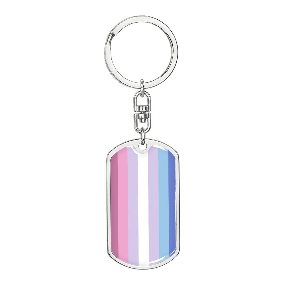 Bigender Pride Military Dog Tag Keychain Silver Bigender bigender-pride-military-dog-tag-keychain-silver