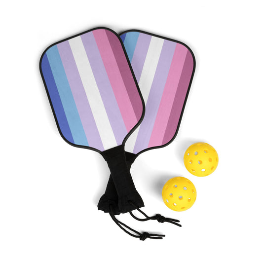 Bigender Pride Pickleball Paddle Set with Balls bigender-pride-pickleball-paddle-set-with-balls-front