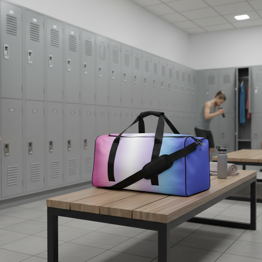 Bigender Pride Weekender Duffle Bag in Ombre bigender-pride-weekender-duffle-bag-in-ombre-left-front