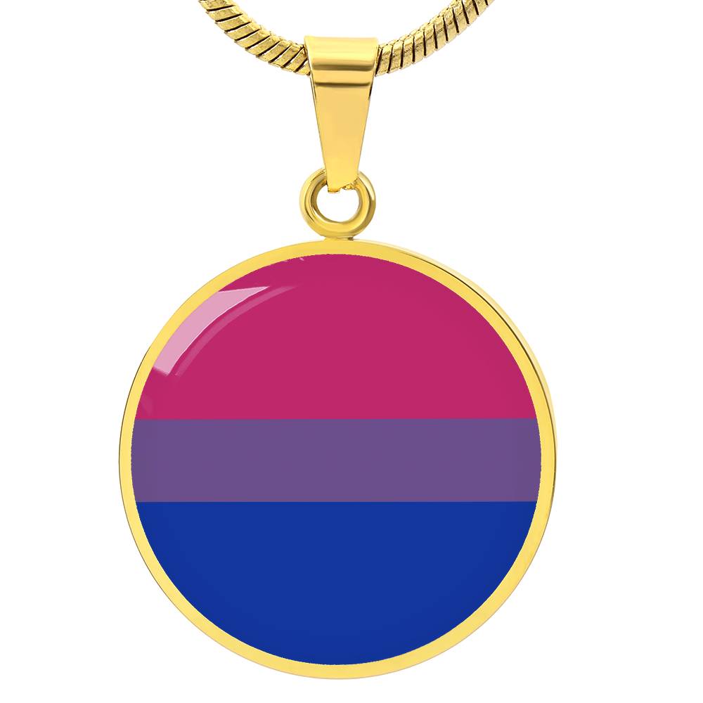 Bisexual Bi Pride Circle Pendant Necklace Gold Bisexual bisexual-bi-pride-Circle-Pendant-Necklace-gold-front