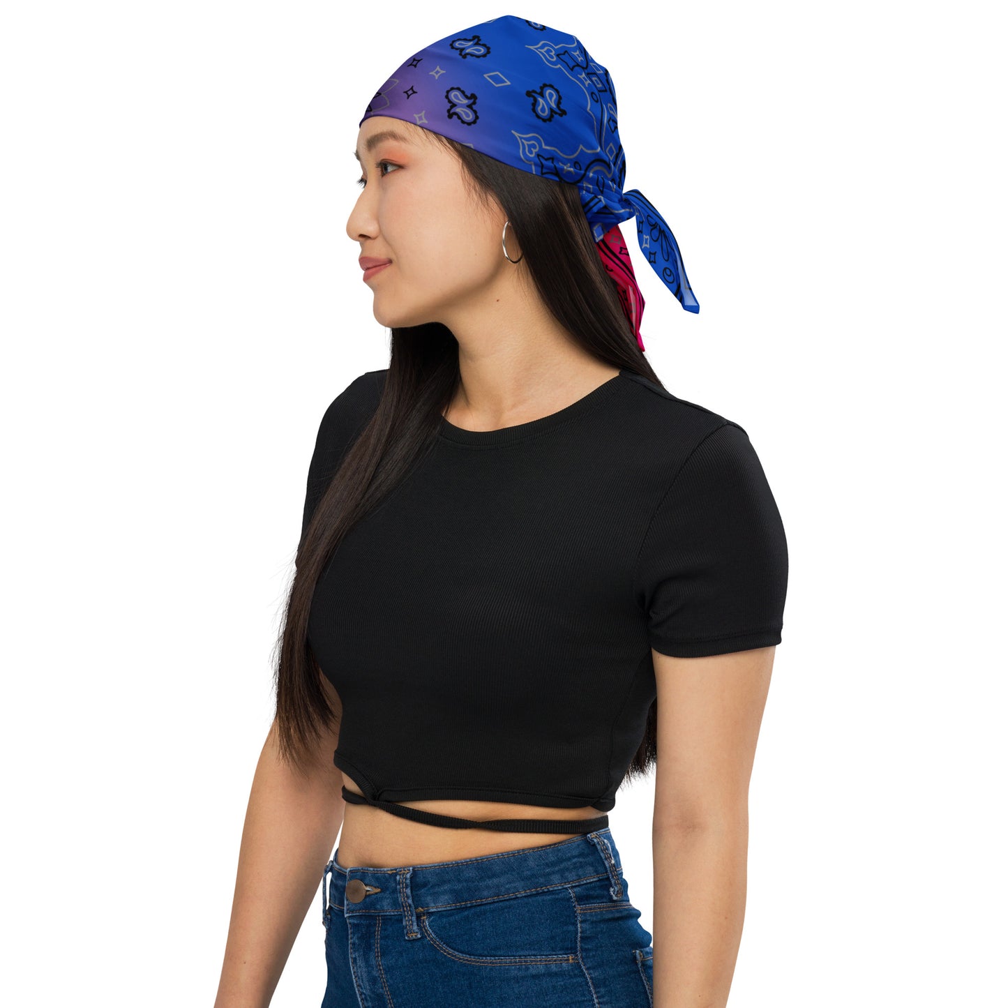 Bisexual Bi Pride Paisley Bandana Hanky Code bisexual-bi-pride-bandana-model