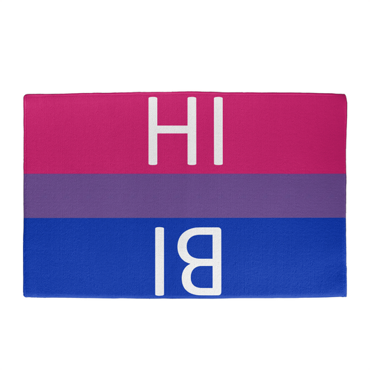Bisexual Bi Pride Welcome Mat - HI BI bisexual-bi-pride-door-welcome-mat-hi-bi-front