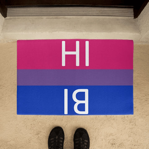 Bisexual Bi Pride Welcome Mat - HI BI Bisexual bisexual-bi-pride-door-welcome-mat-hi-bi-lyfestyle