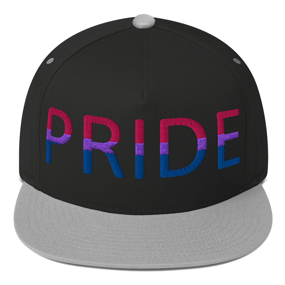 Bisexual Bi Pride Embroidered Snapback Baseball Cap Black Grey Bisexual bisexual-bi-pride-embroidered-snapback-baseball-cap-black-grey-front