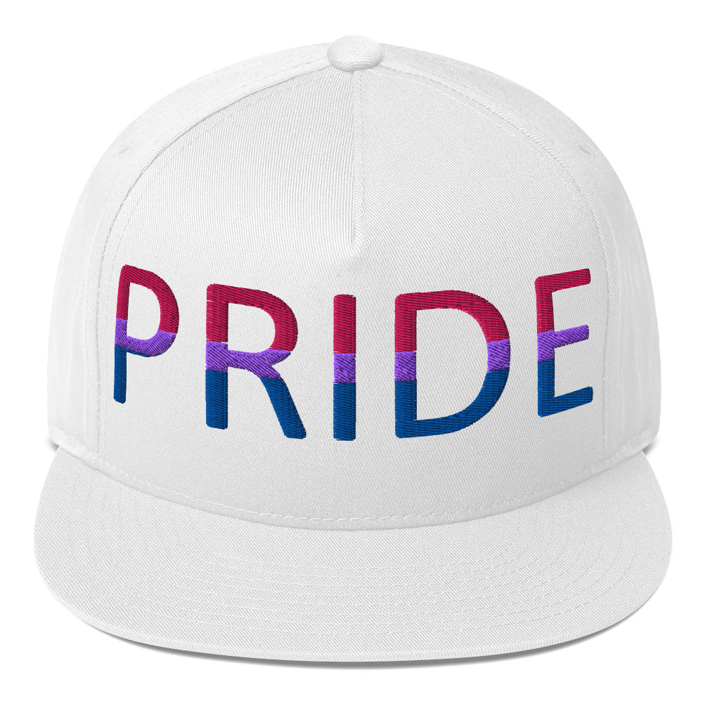 Bisexual Bi Pride Embroidered Snapback Baseball Cap White Bisexual bisexual-bi-pride-embroidered-snapback-baseball-cap-white-front