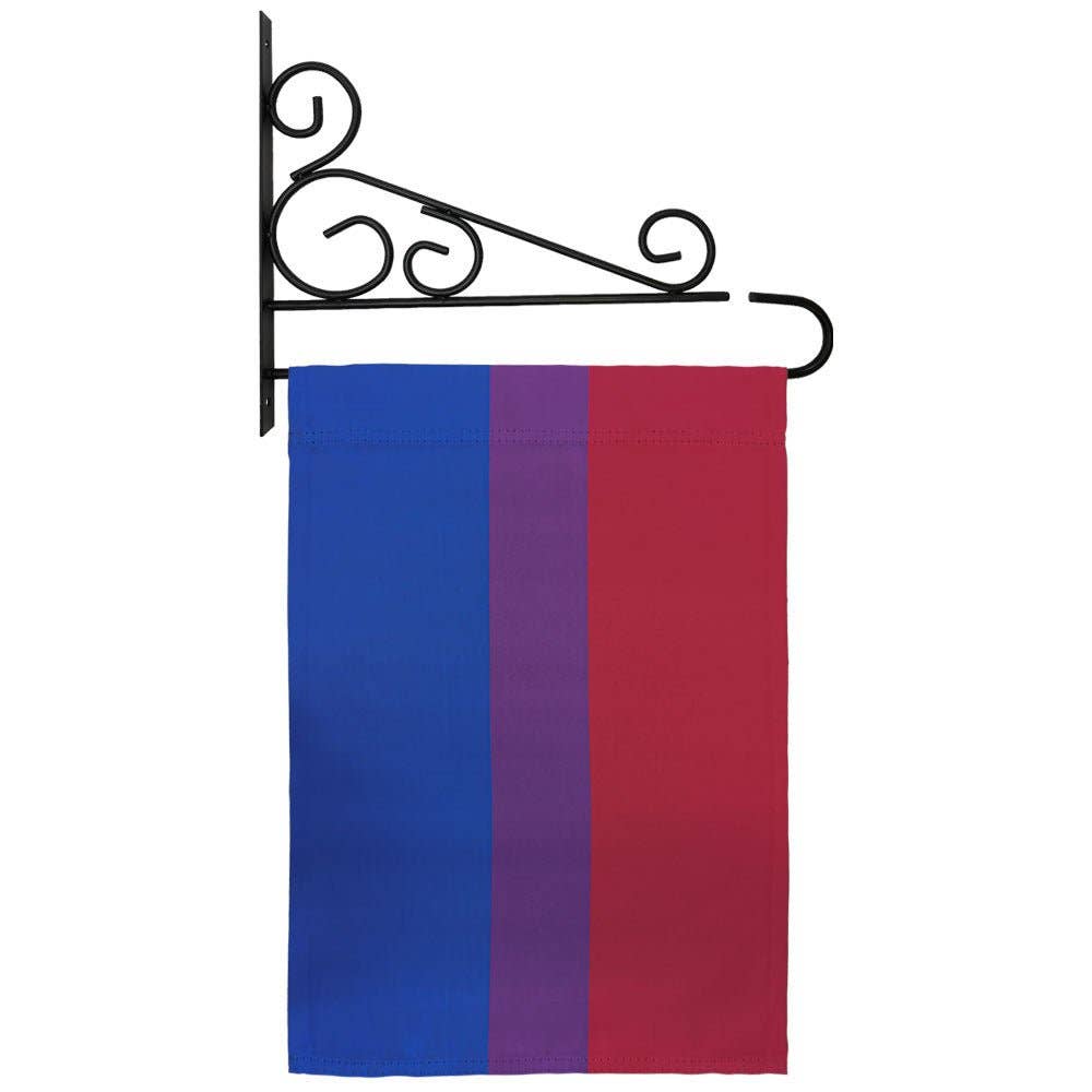 Bisexual Bi Pride Garden Flag 12x18in Bisexual Flag with Wall Bracket bisexual-bi-pride-garden-flag-12x18in-bracket Garden Flag