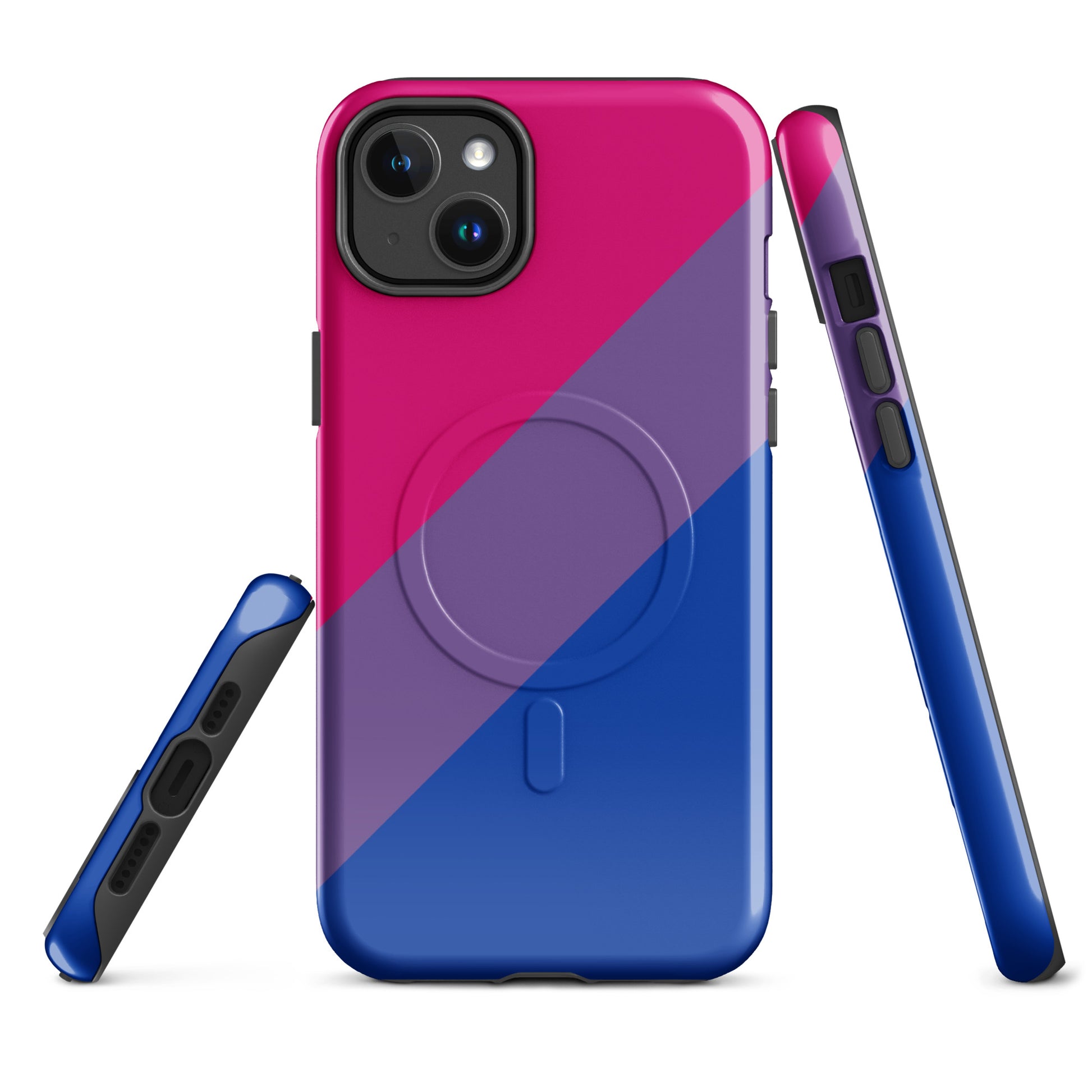 Bisexual Bi Pride MagSafe® Tough Phone Case for Apple iPhone® iPhone 14 Plus Bisexual bisexual-bi-pride-magsafe-tough-phone-case-for-apple-iphone-14-plus-front