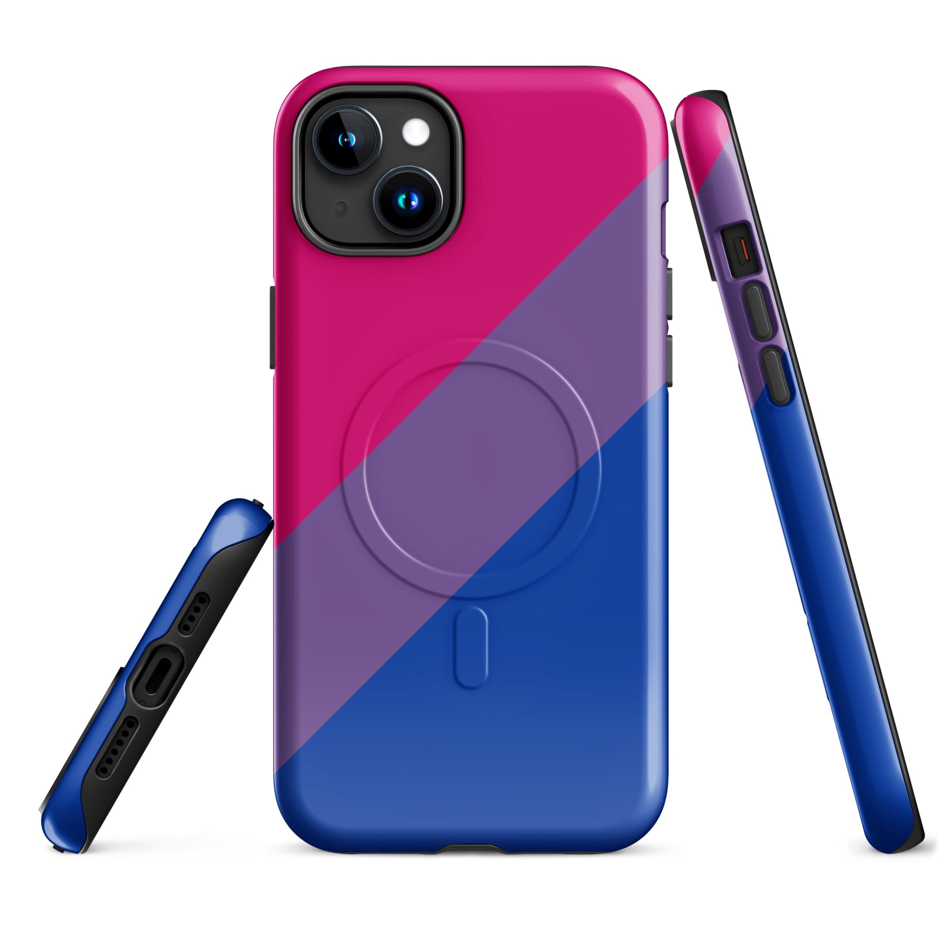 Bisexual Bi Pride MagSafe® Tough Phone Case for Apple iPhone® iPhone 15 Plus Bisexual bisexual-bi-pride-magsafe-tough-phone-case-for-apple-iphone-15-plus-front