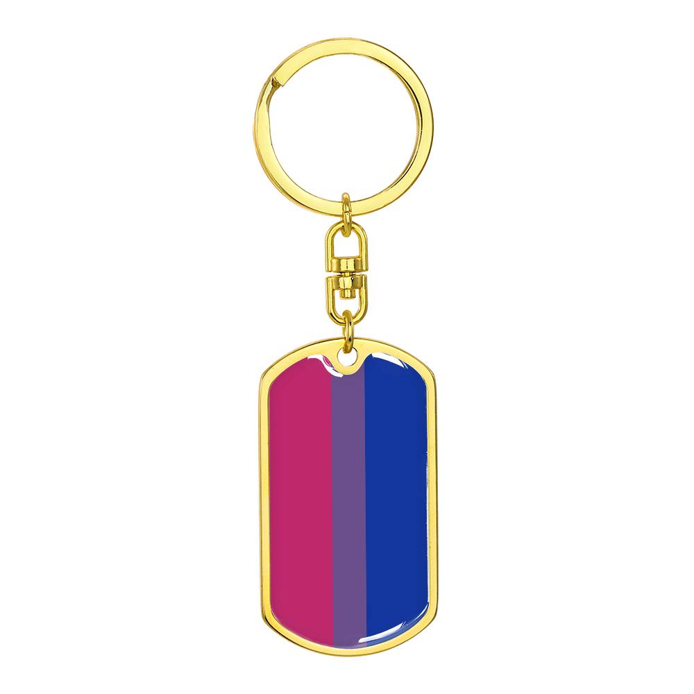 Bisexual Bi Pride Military Dog Tag Keychain Gold Bisexual bisexual-bi-pride-military-dog-tag-keychain-gold