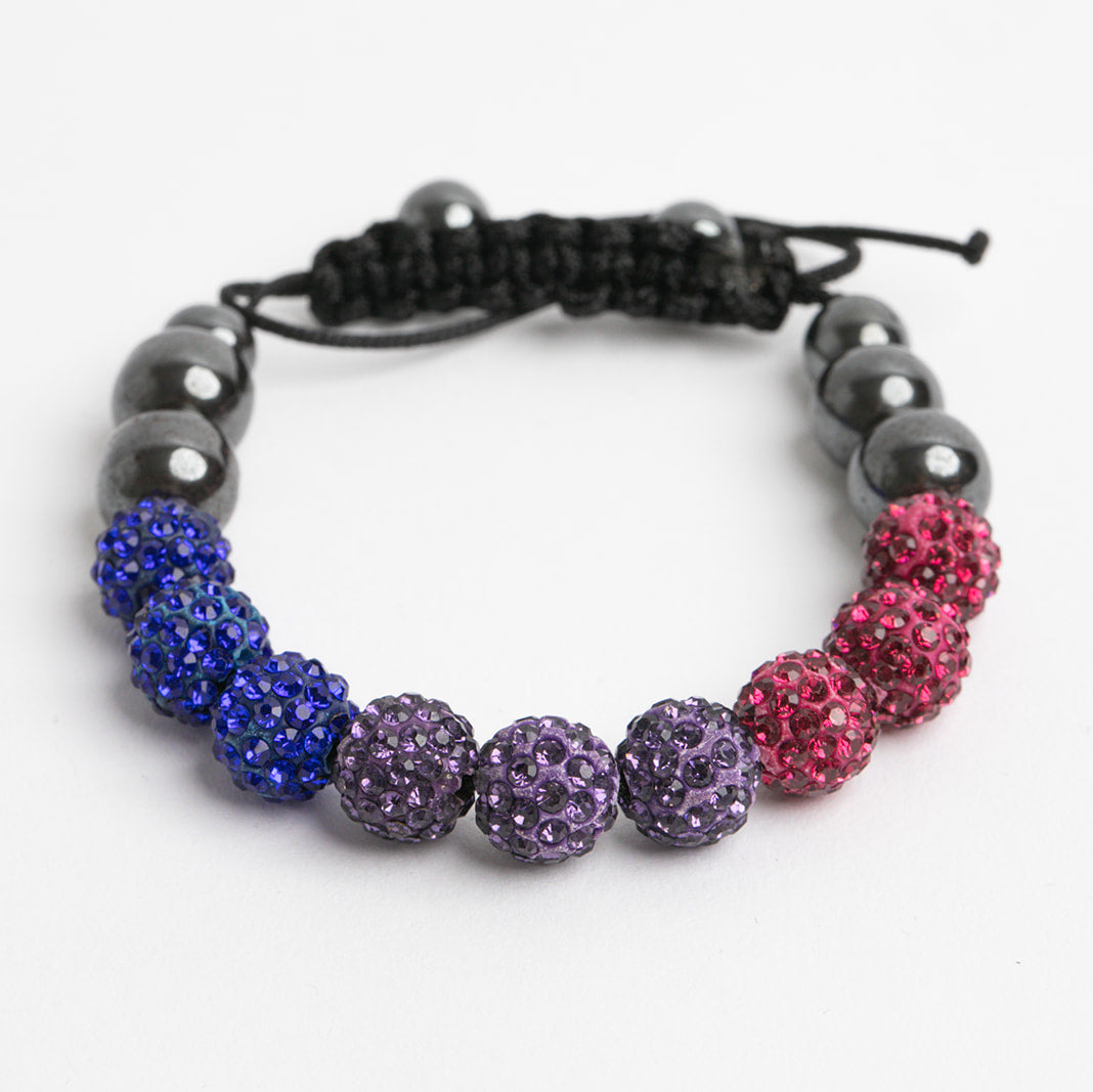 bisexual pride beaded bracelet on a white background