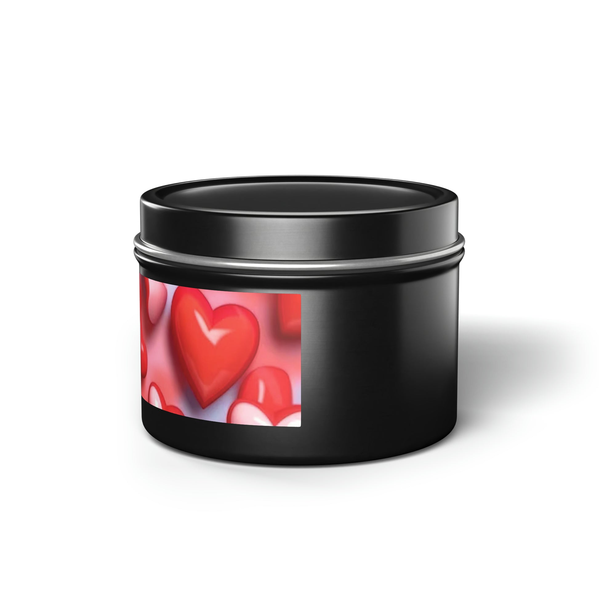 Gift Tin Scented Candles Pink Red Candy Hearts black-gift-tin-candles-pink-red-candy-hearts-4oz-left