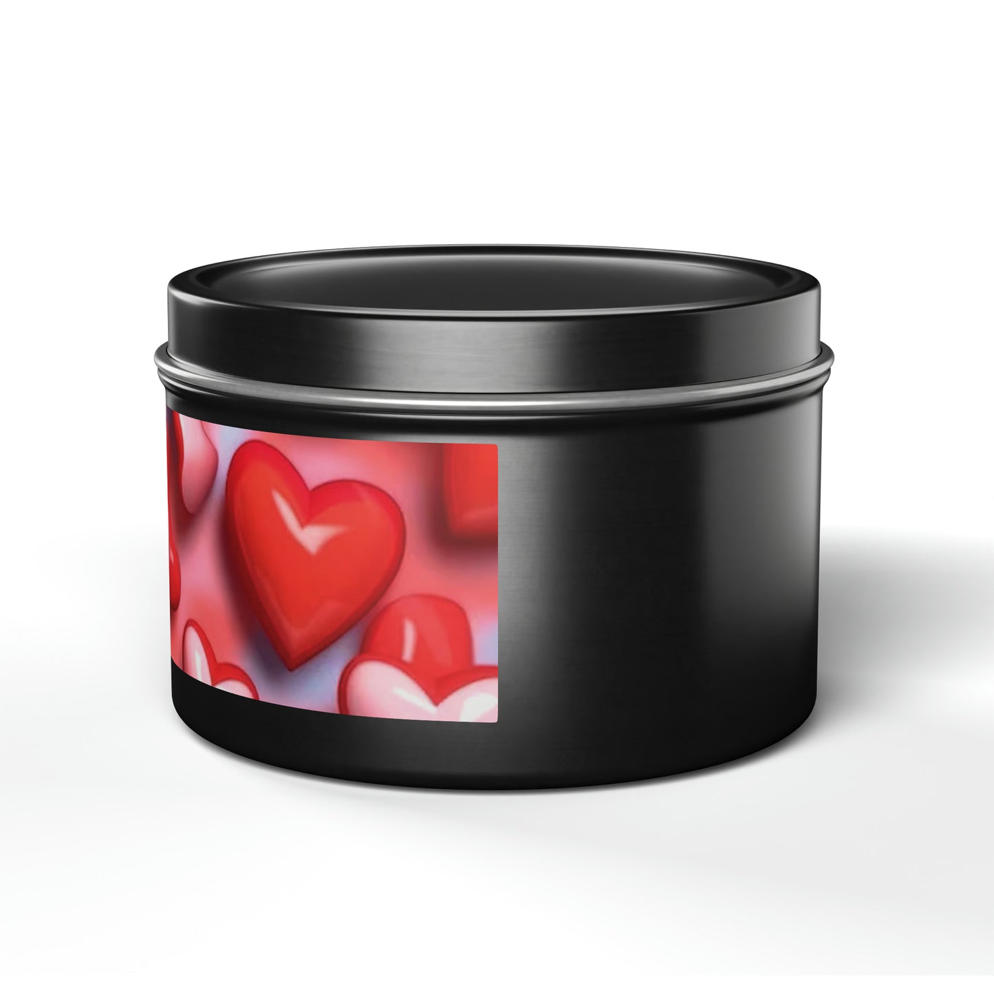 Gift Tin Scented Candles Pink Red Candy Hearts black-gift-tin-candles-pink-red-candy-hearts-8oz-left