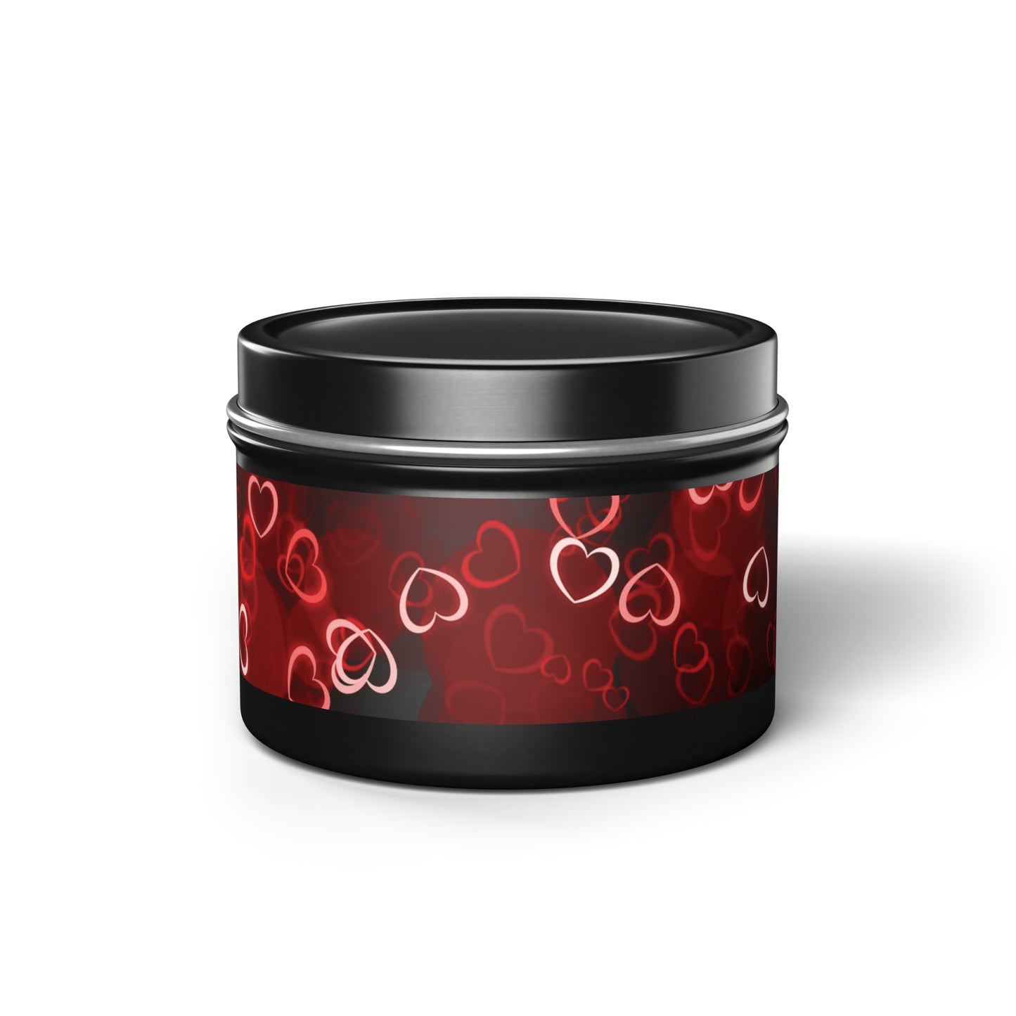 Gift Tin Scented Candle Dark Red Hearts black-gift-tin-scented-candle-dark-red-hearts-4oz-front