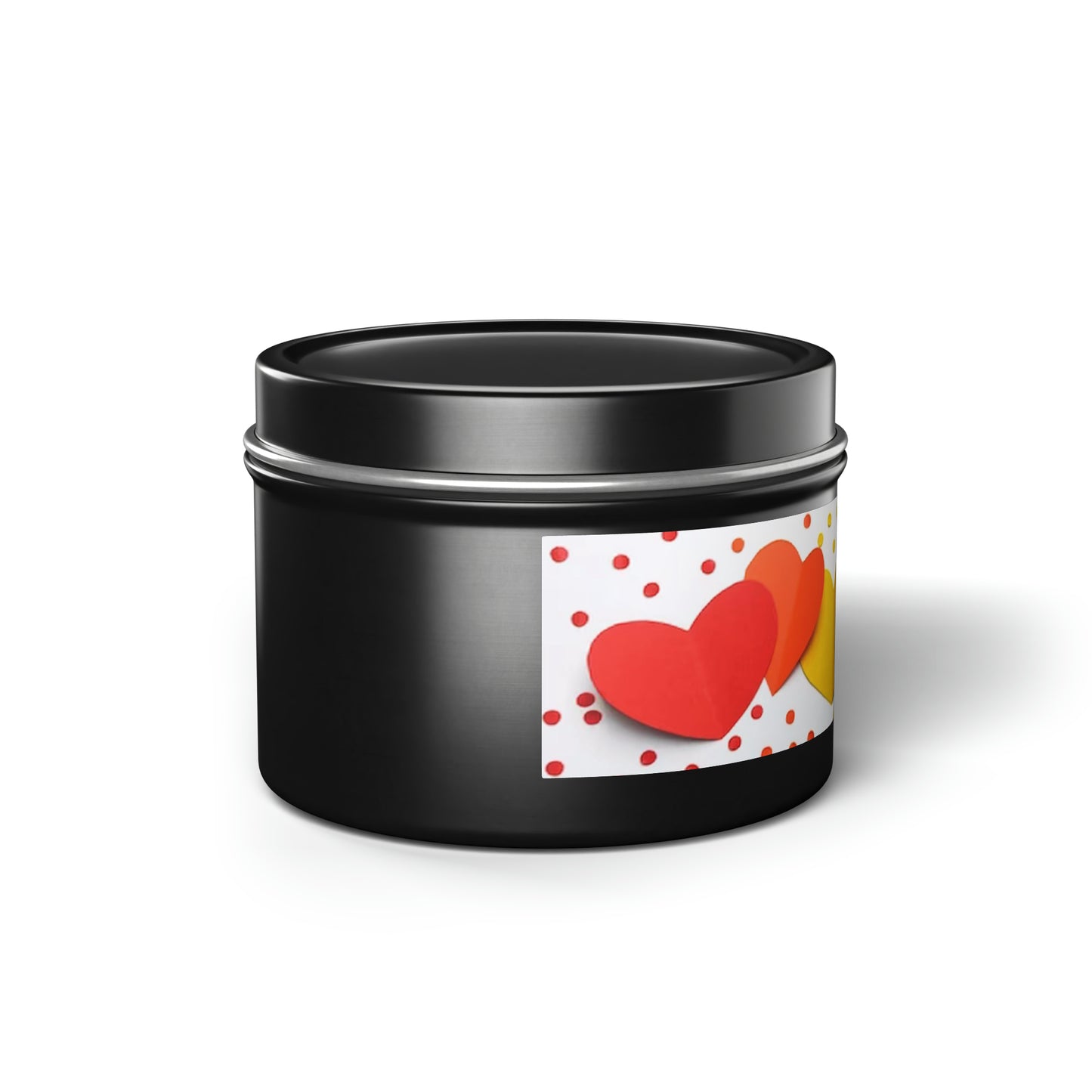Gift Tin Scented Candle Rainbow Paper Hearts black-gift-tin-scented-candle-rainbow-paper-hearts-4oz-right