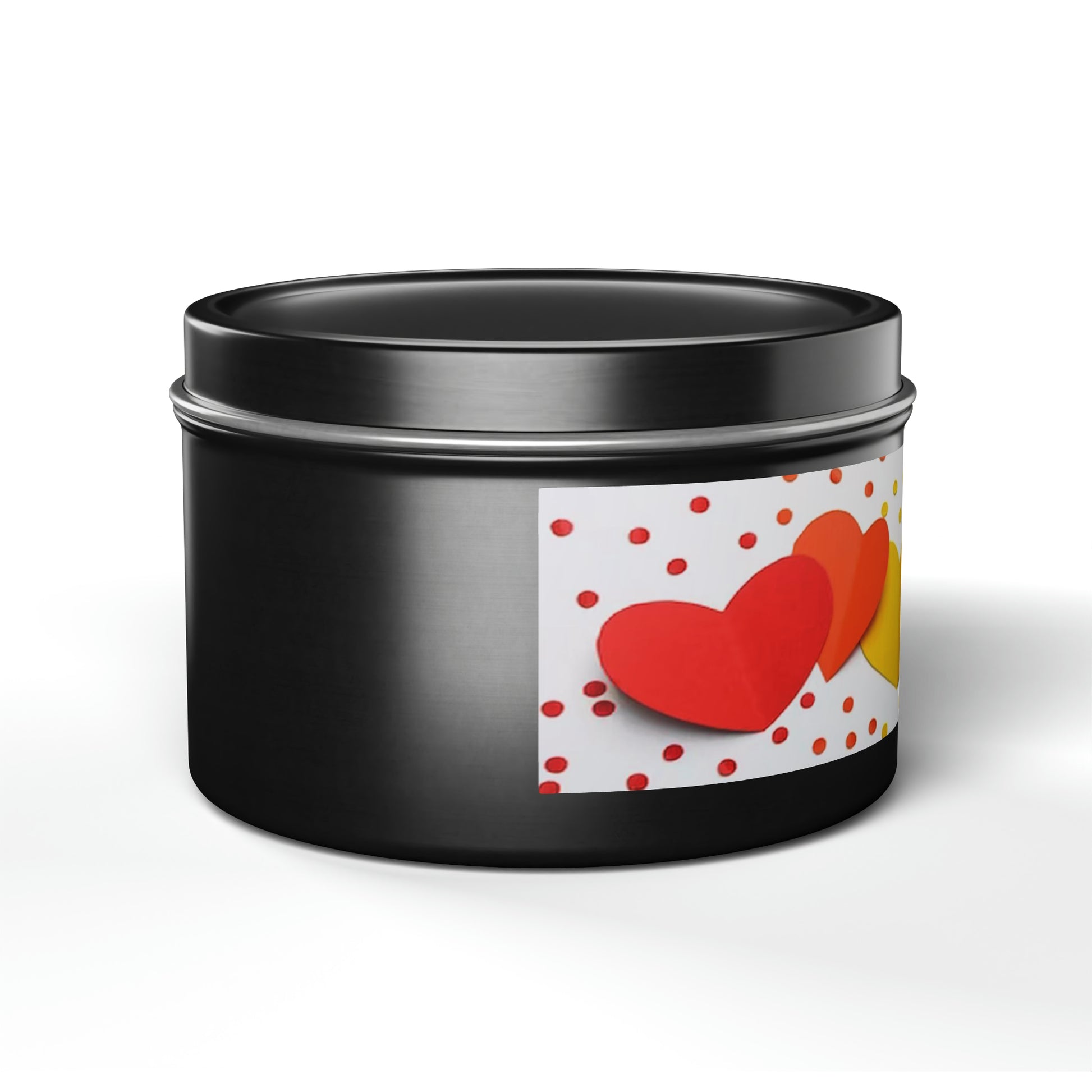 Gift Tin Scented Candle Rainbow Paper Hearts black-gift-tin-scented-candle-rainbow-paper-hearts-8oz-right