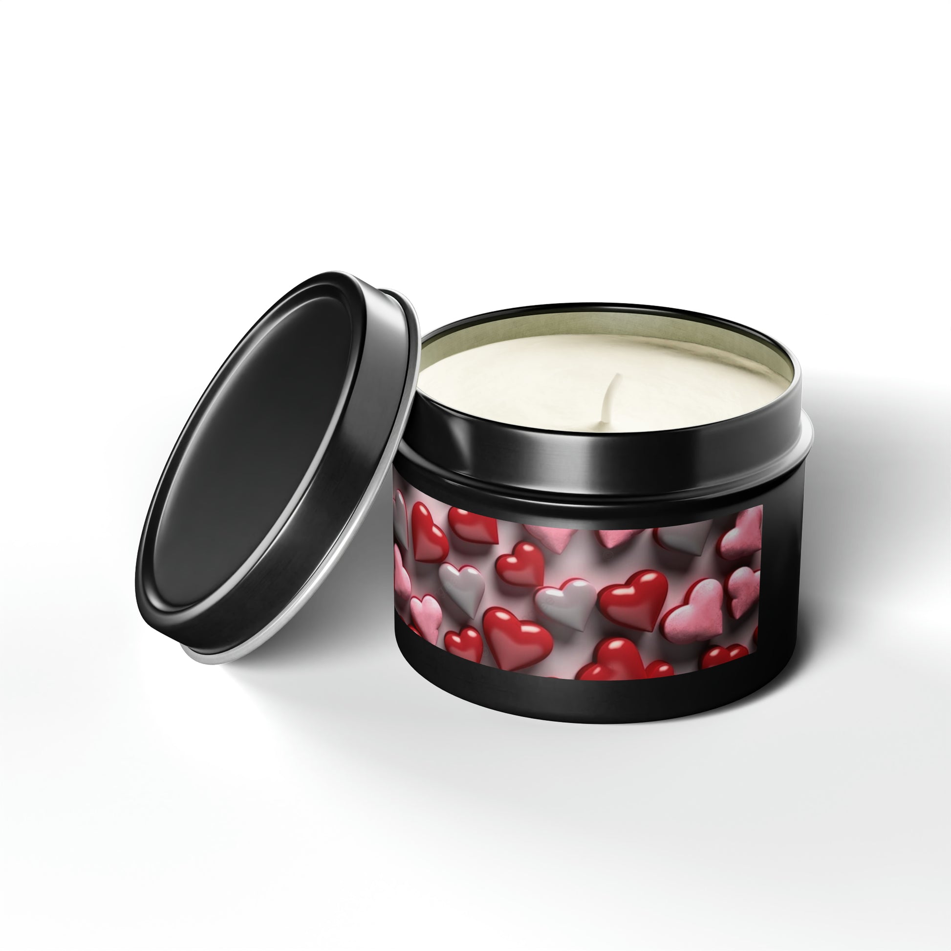Gift Tin Scented Candle Red Gray Candy Hearts 4oz Black black-gift-tin-scented-candle-red-gray-candy-hearts-4oz-lifestyle