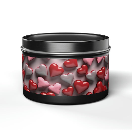 Gift Tin Scented Candle Red Gray Candy Hearts black-gift-tin-scented-candle-red-gray-candy-hearts-8oz-front