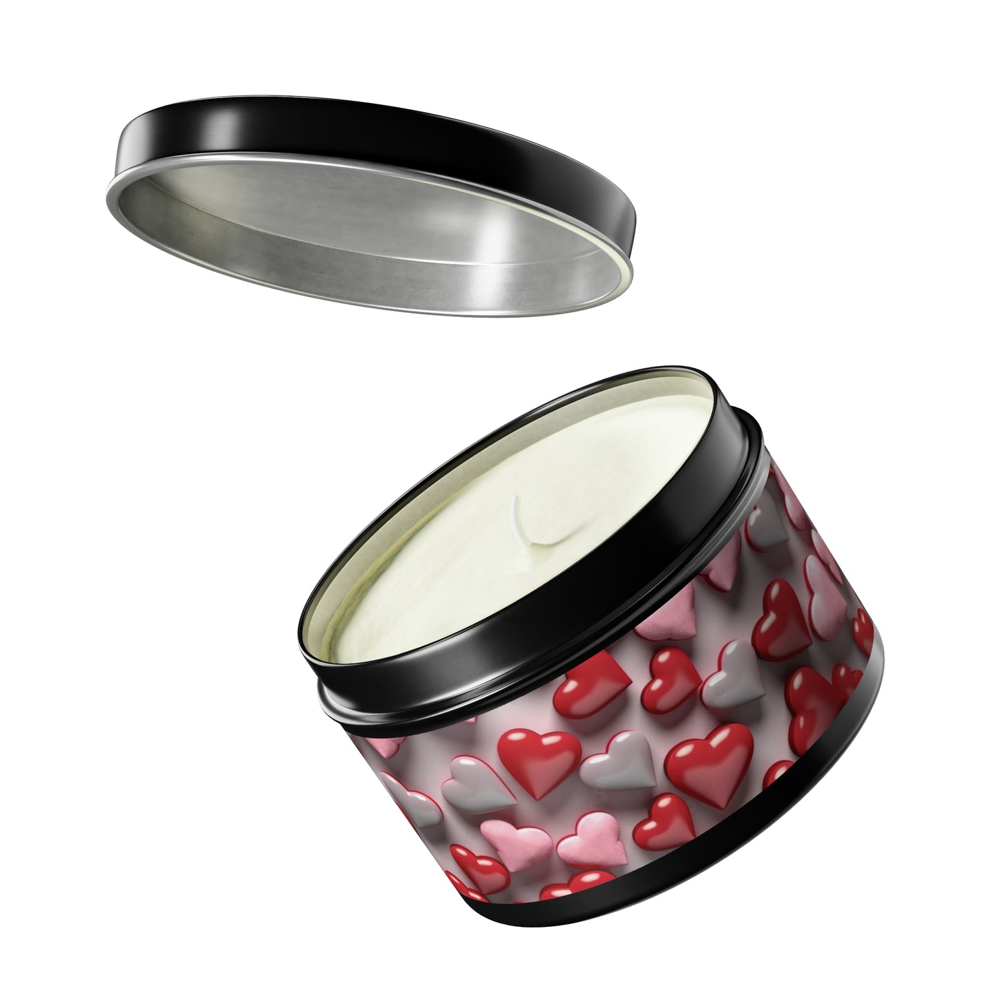 Gift Tin Scented Candle Red Gray Candy Hearts black-gift-tin-scented-candle-red-gray-candy-hearts-8oz-lifestyle-2