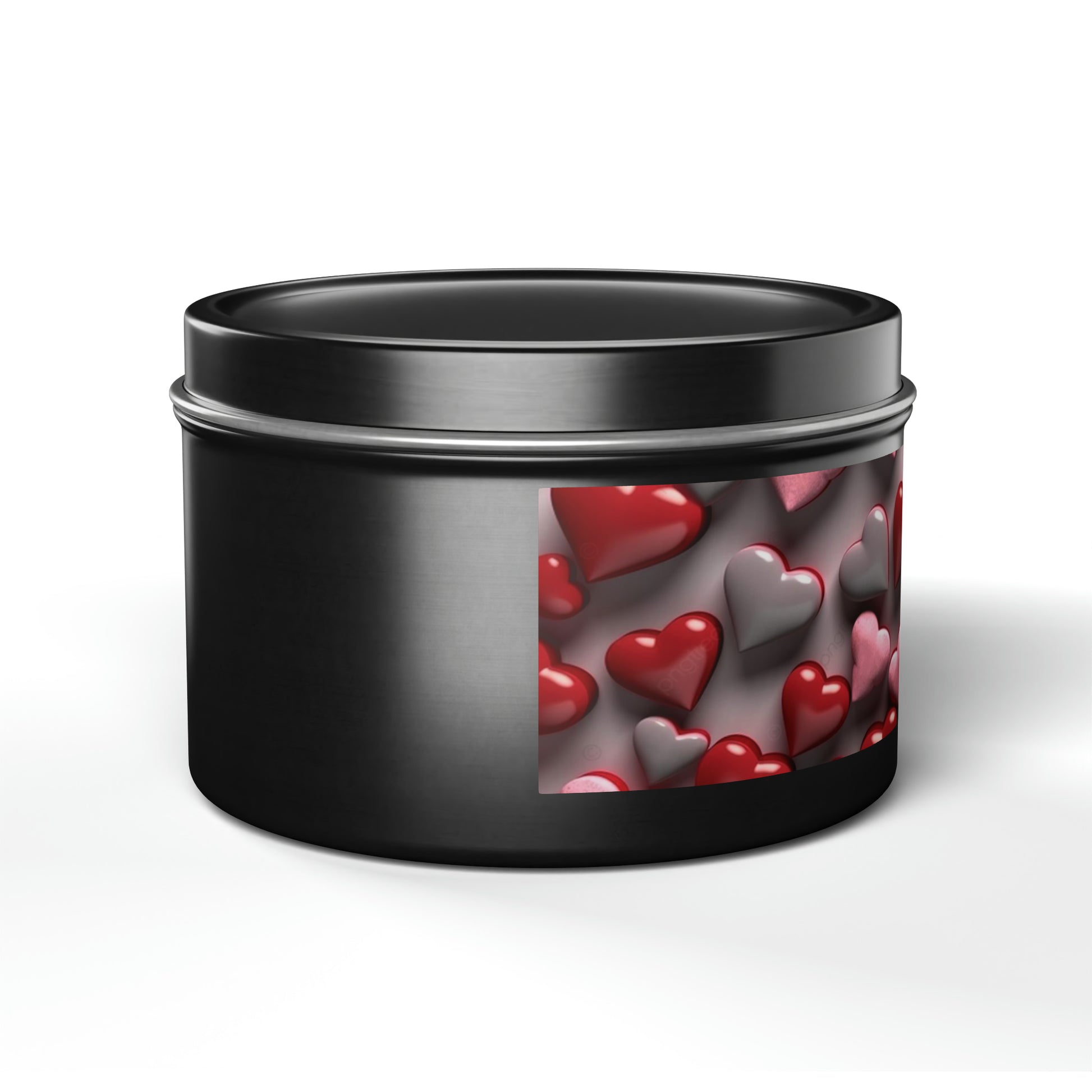 Gift Tin Scented Candle Red Gray Candy Hearts black-gift-tin-scented-candle-red-gray-candy-hearts-8oz-right