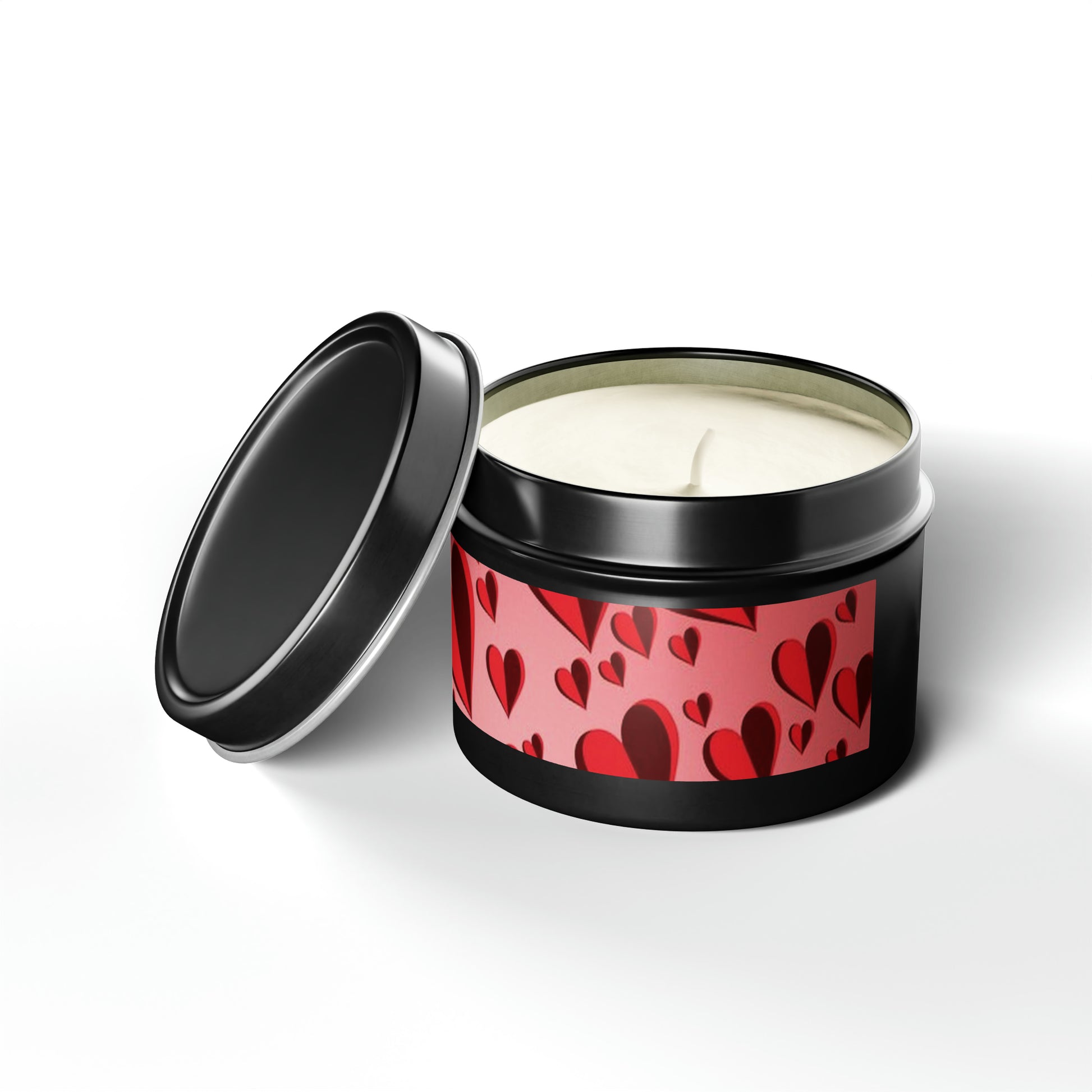 Gift Tin Scented Candle Red Hearts 4oz Black black-gift-tin-scented-candle-red-hearts-valentines-day-scented-lifestyle-4oz