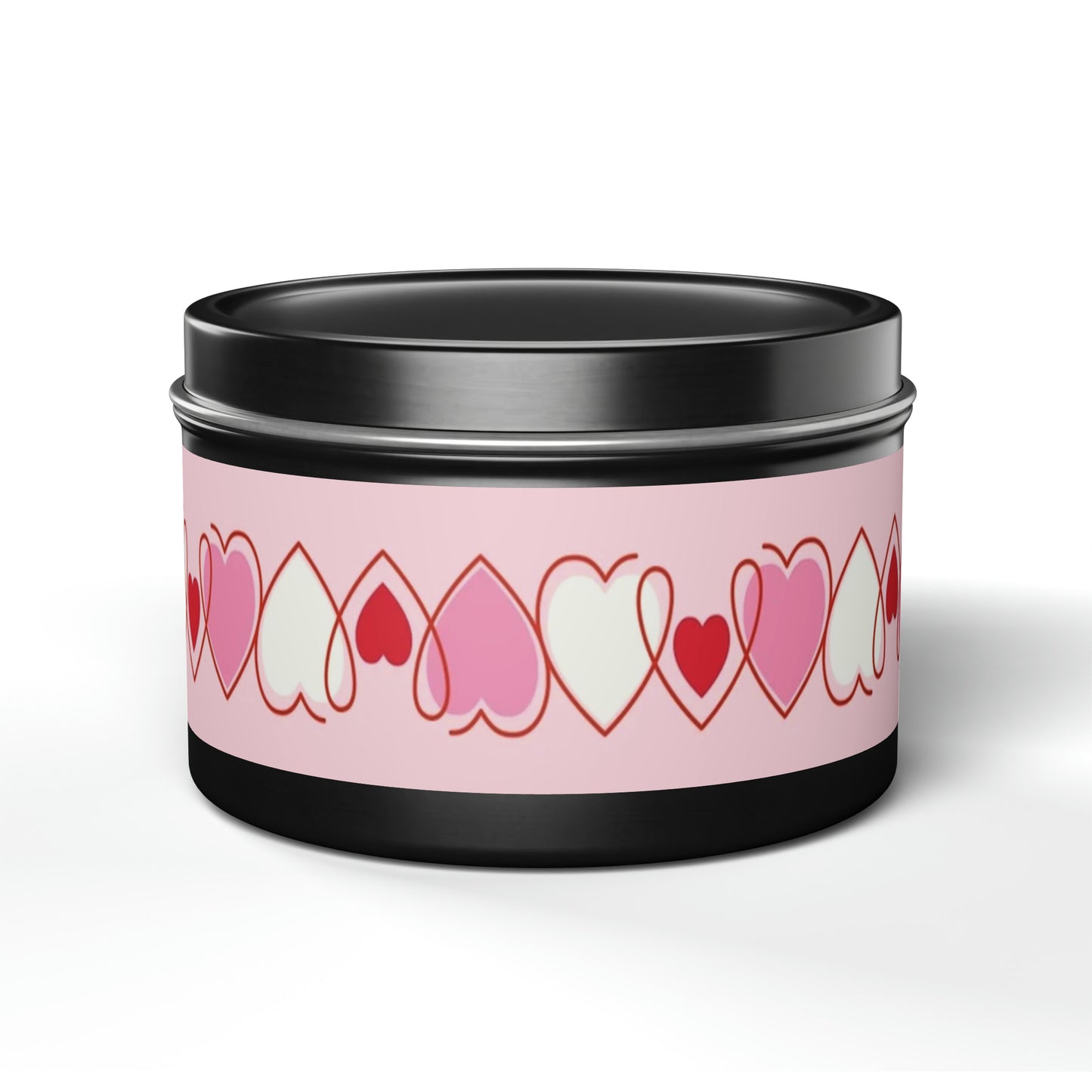 Gift Tin Scented Candles Pink Red Hearts 8oz Black black-gift-tin-scented-candles-pink-red-hearts-8oz-front