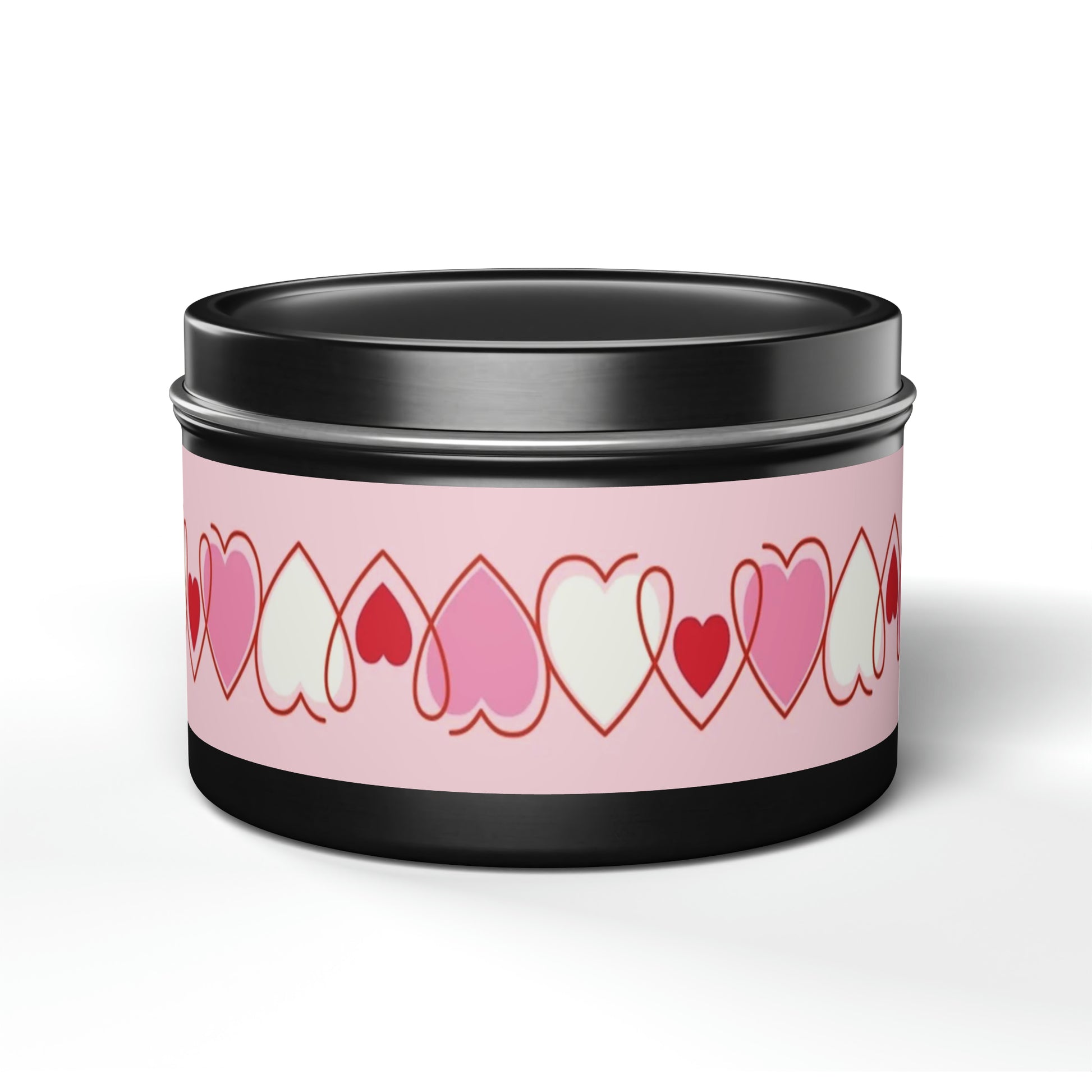 Gift Tin Scented Candles Pink Red Hearts 8oz Black black-gift-tin-scented-candles-pink-red-hearts-8oz-front